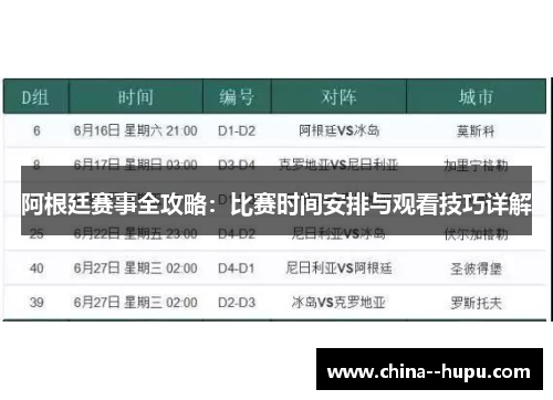 阿根廷赛事全攻略：比赛时间安排与观看技巧详解
